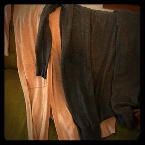 2 Matty M duster sweaters (grey & pink) size L